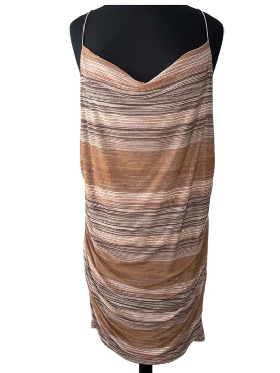 wild fable Dresses & Skirts - Striped Cowl Neck Slip Dress in Brown and Taupe, P2P:18”, L:35”